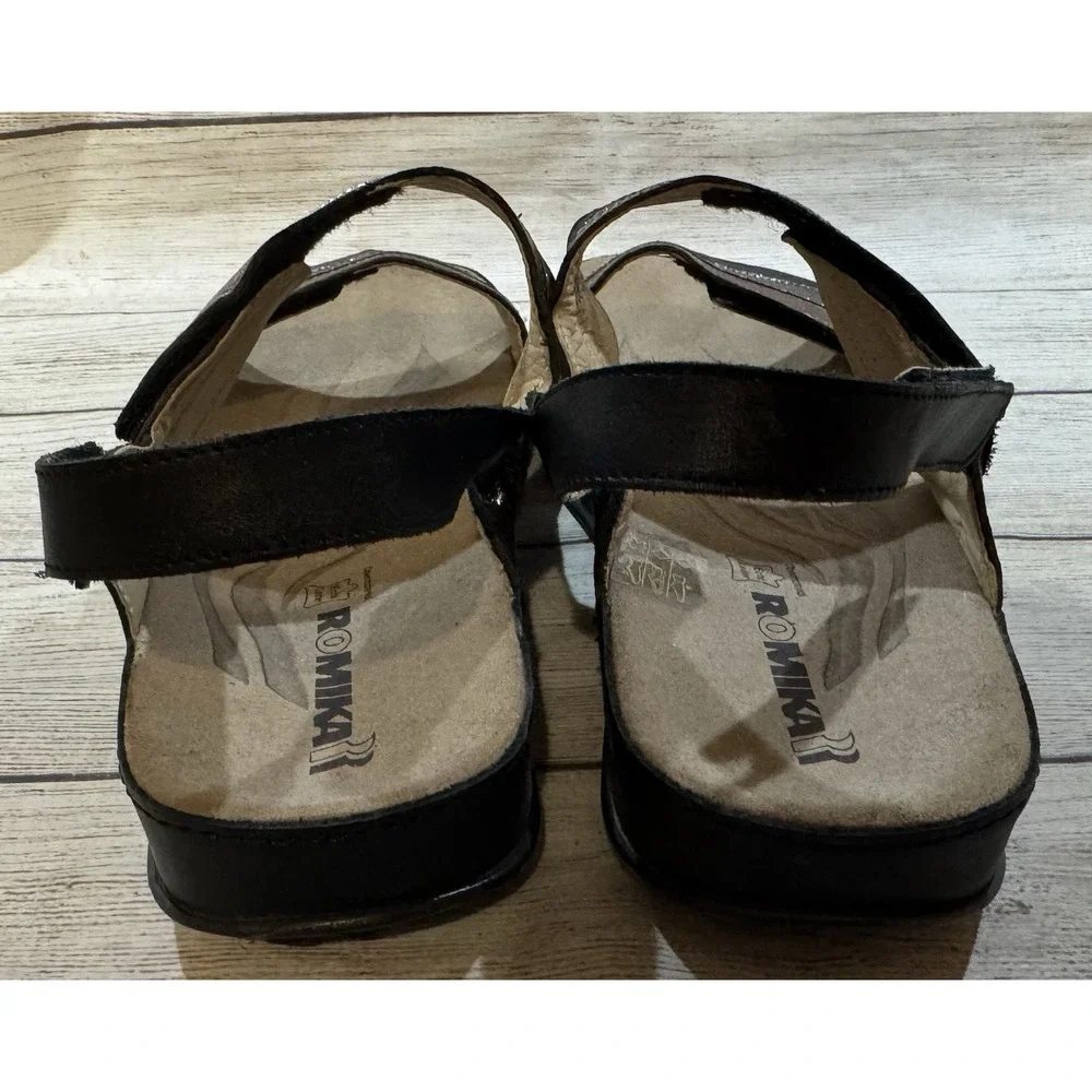 Romika Sandals Fidschi 5 Casual Open Toe Wedge Slingback Bronze Silver Sz 42